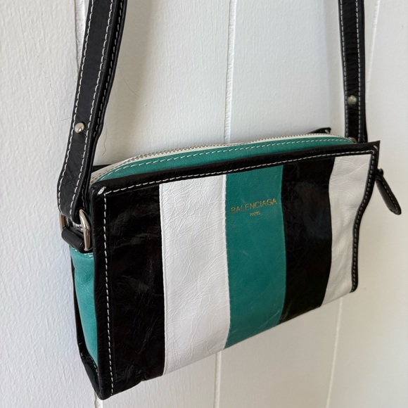 Vintage Balenciaga Black/White/Green Crossbody Bag - Picture 3 of 11
